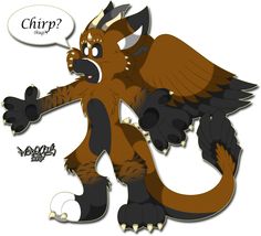 an image of a cartoon character with wings on it's back and the word chirp