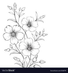 black and white drawing of flowers