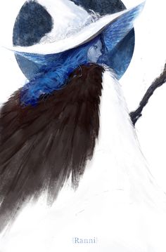 a painting of a bird with a hat on it's head