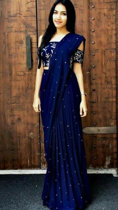 Blue Colour Saree, भारतीय दुल्हन संबंधी, डिजाइनर कपड़े, Sari Dress