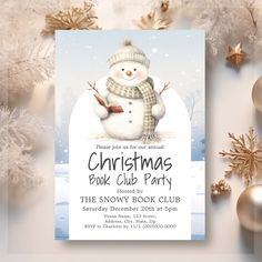 Snowman Book Club Christmas Party Invitation Book Club Parties, Christmas Party Invitation, Christmas Book, Christmas Invitations, Christmas Party Invitations, Christmas Books, Host A Party, Book Club Books, Book Club