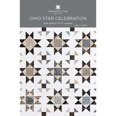 the cover of mississippi star celebration quilt pattern book, featuring an image of a black and white