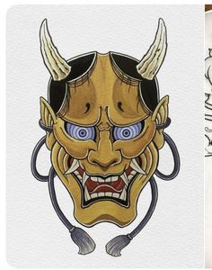 Japanese Oni Mask, Traditional Tattoo Man, Paper Tattoo, Japanese Tattoo Women, Hannya Mask Tattoo, Animal Sleeve Tattoo