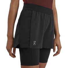 These two-in-one shorts for running and workouts. Includes a stretchy base layer that can be worn solo or with the quick-drying shell overlay. These two-in-one shorts are a combined stretchy base layer and airy outer layer – wear them together or solo. Crush a class in the inner shorts, then add the outer for the run home. However you choose to wear them, the result is soft, stretchy comfort your legs will love and thank you for. The snug fit of the inner tights comes from combining recycled pol Double Down, Running Shorts Women, Flowy Shorts, On Running, Active Shorts, Running Clothes, Shorts With Tights, Active Women, Layered Look