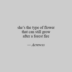 the quote she's the type of flower that can still grow after a forest fire