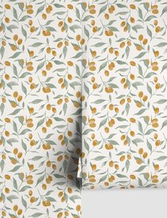 Kumquats Wallpaper by Rylee + Cru Georgia Wallpaper, Citrus Pattern, Vibrant Wallpaper, Burled Wood Furniture, Sarah Sherman Samuel, Chic Wallpaper, Dining Room Style, Fiber Texture, Bright Living Room