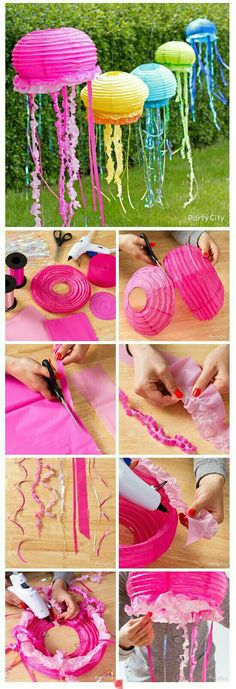 how to make jellyfish decorations with paper plates and streamers