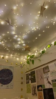 the ceiling is decorated with stars and lights