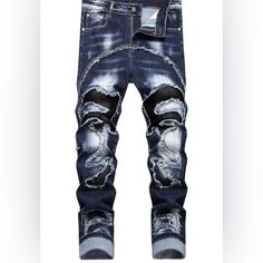 Men's Designer Straight Slim Fit Patchwork Jeans Comfort Skinny Biker Denim Pants Product Details About This Item Fabric Type 95% Denim, 5% Spandex Care Instructions Machine Wash, Hand Wash Only Origin Imported Closure Type Zipper About This Item Material:Denim Cotton High Fashion Design ,Unique Style,Casual Personality Jeans Pants Great For Casual Fashion,Party,Nightclub Wear,Will Make You Younger And Popular Denim Care: Machine Wash Or Hand Wash In Cold Water, No Bleach, Low Iron And Tumble Dr Mens Patchwork Jeans, High Fashion Design, Preppy Pants, Slim Fit Mens Jeans, Biker Denim, Pacsun Mens, True Religion Men, Patchwork Jeans, Diesel Jeans