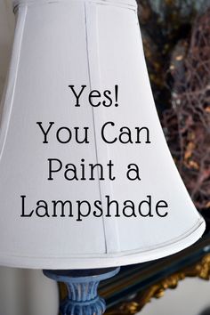 a lamp shade with the words yes you can paint a lampshade on it