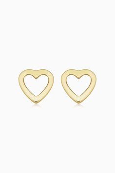 Show off a little extra shine in our Open Your Heart Studs. Dainty enough to wear daily, these solid gold open hearts are no doubt a jewelry-box staple.  14k Solid Yellow Gold Push Back Closure 0.4 Grams Solid Gold Crafted in Istanbul, Turkey Elegant Gold Open Heart Earrings, Gold Open Heart Earrings For Formal Occasions, Gold Heart Earrings For Valentine's Day, Classic Gold Heart Earrings For Anniversary, Classic Gold Heart Earrings With Heart Charm, Classic Open Heart Jewelry For Everyday, Gold Classic Heart Earrings, Classic Gold Open Heart Earrings, Classic Gold Heart Earrings