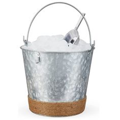 Jute Wrapped Galvanized Ice Bucket by Twine Bridal Shower Baskets, Galvanized Metal Bucket, Farmhouse Chic Decor, Perfect Gift Basket, Bucket Cooler, Drink Bucket, Galvanized Tub, Metal Tub, Beverage Tub