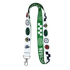 "Always losing your keys? Well then grab one of these! Elastic strap with metal clip. Elastic stretch. Double sided. 19.5\"(L) x 1\"(W) Approximately. Printed in the USA." Id Lanyard Design Ideas, Simple Lanyard Design, Event Lanyard Design, Lanyard Aesthetic, Lanyard Design Corporate, Lanyard Ideas, Coffee Artwork