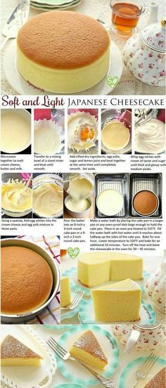 how to make soft and light japanese cheesecake with step - by - step instructions