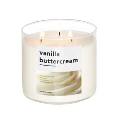 Rich vanilla frosting, warm sugar & creamy vanilla bean softly blended with freshly churned butter. *Main Notes - Vanilla Frosting - Warm Sugar - Butter - Vanilla Bean Our candles are crafted with essential oils and an all natural soy-coconut wax that provides a clean, even burn with an intense fragrance throw.  3-Wick Candle- perfect to fill bedrooms or large rooms. *Never leave a burning candle unattended. *Never burn a candle on or near anything that might catch fire. *Keep candles out of the reach of children and pets. Churned Butter, Candle Obsession, Coffee Shop Aesthetic, Vanilla Candle, Vanilla Frosting, 3 Wick Candles, Vanilla Buttercream, Wick Candle