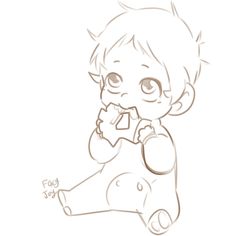 a drawing of a baby sitting on the ground