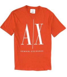 From Armani Exchange, this tee features:Crew necklineShort sleevesLarge icon logo on frontClassic fitPullover constructionCottonMachine wash / tumble dryImported. Red Short Sleeve T-shirt With Logo, Red Graphic Tee With Logo, Spring Logo Print Short Sleeve Tops, Red Short Sleeve Tops With Logo, Red Logo T-shirt With Short Sleeves, Cotton Logo T-shirt With Short Sleeves, Graphic Tee T-shirt With Front Logo, Cotton Logo Short Sleeve Tops, Basic Logo Print Tops For Summer