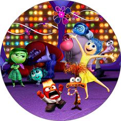 an image of cartoon characters on the set of monsters in front of a stage with lights