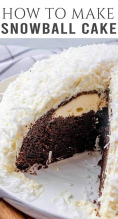 how to make a snowball cake with white frosting and chocolate icing on top