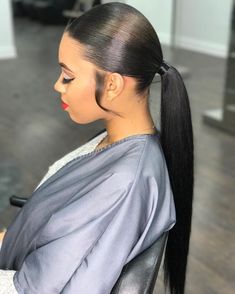 KHAYANDERSON Straight Braids, Hairstyles Weave, Hairstyle Ponytail, Hairstyle Braided, Hair Sleek, Girl Prom, Braids Ponytail, Long Ponytail