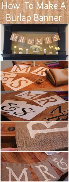 how to make a burlap banner with letters and numbers on it for the home