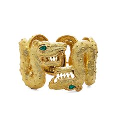 The Aztec Cuff is part of the Ancient World Collection from David Webb. This bracelet features cabochon emerald eye details and textured 18K gold. Ancient Hawaii, Luxury Gold Jewelry, Aztec Jewelry, Ancient Jewels, Hawaii Jewelry, Emerald Eyes, Eye Details, David Webb, Ancient World