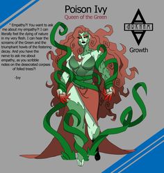 an image of a woman with red hair and green snakes on her body, in front of