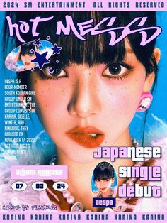 an advertisement for the japanese single album hot nezid, featuring a young woman's face