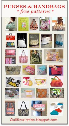 many different purses and handbags are shown in this collage with the same image