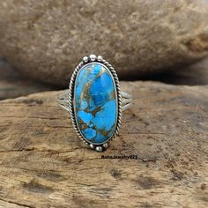 Blue Copper Turquoise Ring, 925 Sterling Silver Ring, Handmade Ring, Blue Turquoise Jewelry, Pretty Ring, Women Stylish Latest Design Ring  Gift item Bohemian Blue Turquoise Ring Stamped 925, Bohemian Turquoise Ring With Gemstone, Bohemian Blue Turquoise Ring With Gemstone, Bohemian Blue Gemstone Ring, Bohemian Blue Turquoise Gemstone Ring, Bohemian Blue Turquoise Ring, Bohemian Untreated Blue Turquoise Ring, Blue Untreated Southwestern Rings, Blue Untreated Round Turquoise Ring