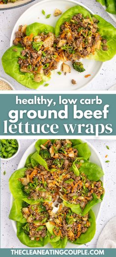 lettuce wraps filled with ground beef and vegetables