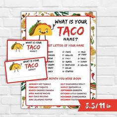 what is your taco name? printables for kids and adults - set of 3