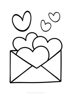 an envelope with hearts coming out of it