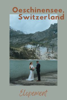 an elopement by the lake in the mountains in Switzerland.