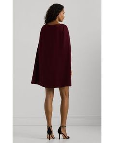 Lauren Ralph Lauren Cape Georgette Cocktail Dress Cape Sleeves, Black B, Womens Cocktail Dresses, Cape Dress, Boat Neckline, Pinot Noir, Size 8 Dress, Above The Knee, Lauren Ralph Lauren