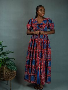 All of Elisamama’s apparel is handmade by a team of artisans in Nigeria. The puff-sleeve Ayo maxi dress is decorated with a ruffle-embellished bodice and mixed paisley prints. Crafted of cotton poplin, the style offers a plunging V-neckline and banded elasticized waist. Plunging V-neck Short puff sleeves, elasticized cuffs Banded elasticized waist Plunging V'd back 100% cotton Wash cold Hang dry or tumble dry low As with all our products, every purchase allows us to continue to further our missi African Dress, Mommy And Me, Cotton Poplin, Paisley Print, Puff Sleeves, Ankara, A Team, Puff Sleeve, Bodice