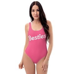 Introducing our Besties Bathing Suit, the perfect swimsuit for you and your best friend! Great for wedding party or bachelorette party matching fun. Also can get mommy and me matching with our matching kids and youth Besties bathing suits! This fun and playful swimsuit features a matching design that is sure to make a statement wherever you go. Made from high-quality materials, our Besties Bathing Suit is both comfortable and durable, so you can enjoy your day at the beach or pool without any worries. The swimsuit features a stylish and trendy design with the word "Besties" written in bold letters across the chest. The matching design is perfect for taking cute photos with your best friends and showing off your friendship to the world. The swimsuit is available in various sizes, so you and Fitted Swimwear For Bachelorette Party Beach Season, Bachelorette Party Beachwear Swimwear For Summer, Beachwear Swimwear For Bachelorette Party In Summer, Summer Beachwear For Bachelorette Party, Beachwear For Bachelorette Party In Summer, Fitted Pink Bodysuit For Vacation, Pink Bodysuit For Poolside And Beach Season, Barbie Bachelorette Party, Bachelorette Party Matching