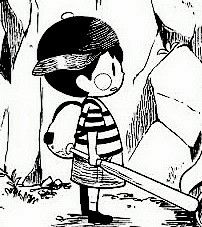 an old black and white drawing of a boy holding a baseball bat