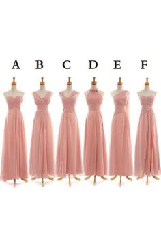 four dresses on mannequins with the words abcdef in front of them