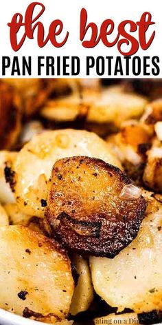 potatoes in a white bowl with text overlay that reads how to pan fry potatoes