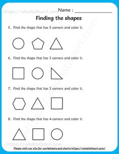 the worksheet for finding shapes