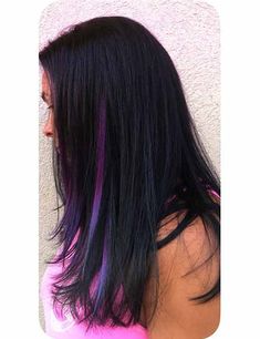 Hair Highlights Underneath, Dark Hair Purple Highlights, Dark Hair Highlights, Purple Highlights Brown Hair, Highlights Underneath, Hair Highlights Ideas, Dark Ginger Hair, Indian Hair Cuts, Red Violet Hair