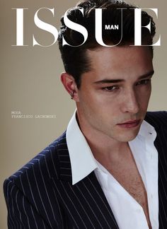 a man in a pinstripe suit is featured on the cover of a magazine