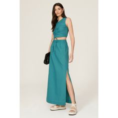 Blue cotton blend (70% Cotton, 30% Linen). Skirt. Pull-on. 41.5" from waist to hemline. Imported. Navy Blue Maxi Skirt, Blue Maxi Skirt, Something Navy, Blue Maxi, Rent The Runway, Closet Designs, Linen Skirt, Matching Top, Classic Blue