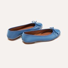 The Demi - Cerulean Nappa – Margaux Light Blue Ballet Flats, Chic Blue Leather Ballet Flats, Classic Blue Slip-on Flats, Blue Ballet Shoes, Casual Blue Slip-on Ballet Flats, French Girl Chic, French Girl, Shoes And Accessories, Handmade Shoes