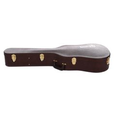 a guitar case is shown with the bottom section open and two handles on each side