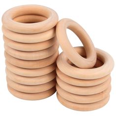 several wooden rings stacked on top of each other