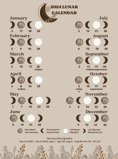 "2024 Lunar Calendar shows you the 4 main moon phases in an attractive poster size design. Keep track of the moon phase for monthly rituals such as crystal grids, manifesting, or other witchy rituals. Easy to glance at whenever you want to know when the next full moon or new moon is expected.  Purchase includes 3 file sizes in the \"moon child\" lunar calendar design. The 3 sizes included are 18x24 inches, 9x11 inches and 4000x5400 pixels.  This is a digital download for the MOON CHILD design ON Full Moon Chart 2024, My Vibe For 2024, Moon Phase Planner, January 2024 Moon Phases, Full Moon Calendar 2024, 2024 Moon Phases, New Moons 2024, Moons Of 2024, 2024 Full Moons