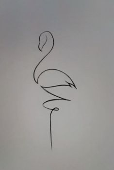 a black and white drawing of a flamingo on a gray background with the word love written in cursive writing