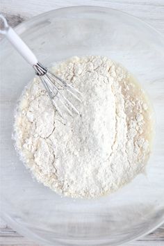 flour and whisk in a glass bowl